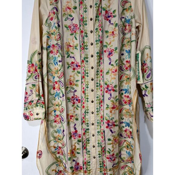 Aratta Silent Journey Collection Midi Dress Large NWT Cream Embroidered Florals - Picture 6 of 16